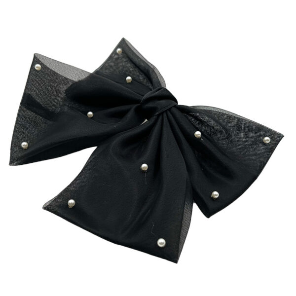 گیره فرانسوی پاپیون مشکی مروارید دار 00808127